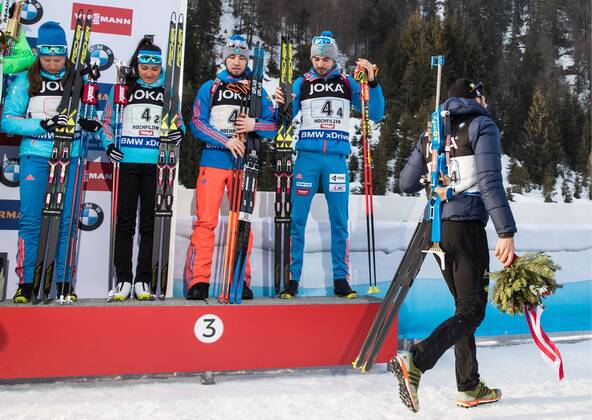 Biathlon, WM Hochfilzen, Martin Fourcade verlässt vorzeitig Siegerehrung