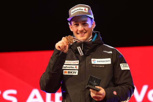 Ski Alpin, WM in St. Moritz, Kombination der Herren - Siegerehrung am Abend