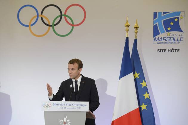2024 Olympics in Paris, Macron and Bach at PK in Marseille