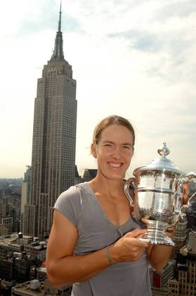 Tennis, US Open, Shooting mit Siegerin Justine Henin vor dem Empire State Building