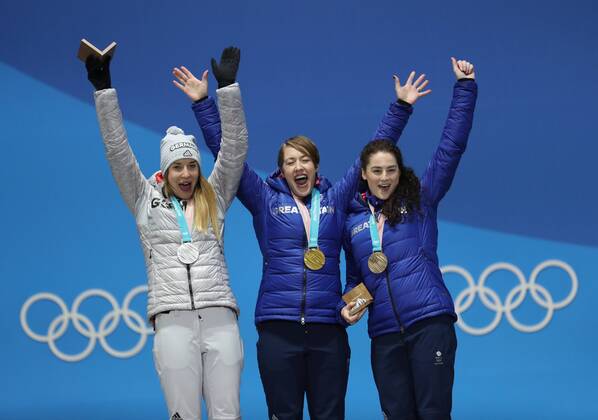 PyeongChang 2018 - Skeleton Damen Siegerehrung