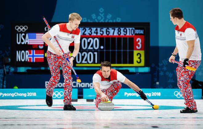 PyeongChang 2018 - Curling, Men, Norway's Team a Fashion Eye-Catcher
