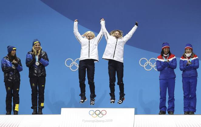 PyeongChang 2018, Langlauf, Teamsprint Damen, Siegerehrung