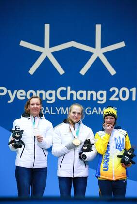 Paralympics, PyeongChang 2018, Siegerehrung, Biathlon 10km stehend Damen