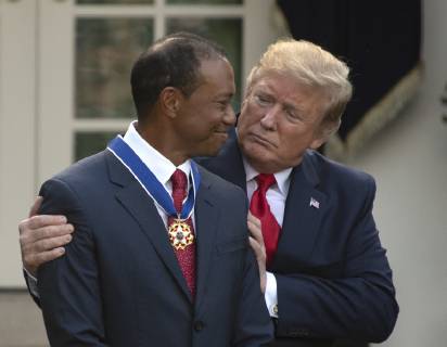 Donald Trump awards freedom medal to Tiger Woods