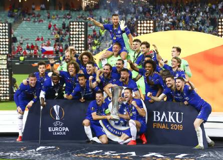 Football, EL Final, FC Chelsea London celebrates European League victory