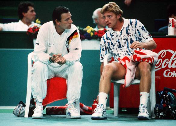 Tennis, Nikola Niki Pilic und Boris Becker - Archivbilder