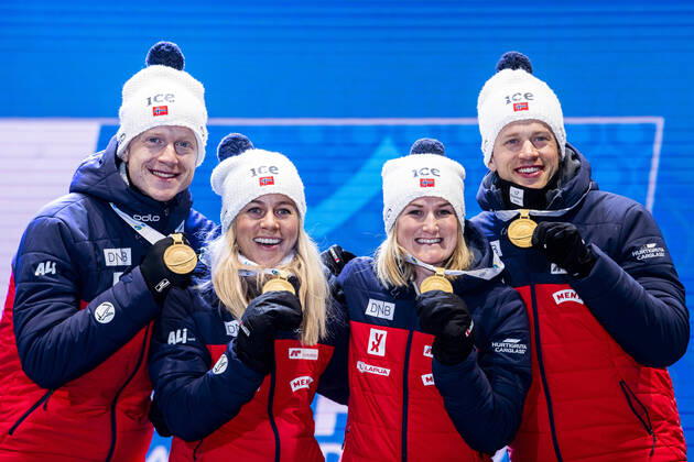 Biathlon, WM in Antholz, Mixed-Staffel, Siegerehrung