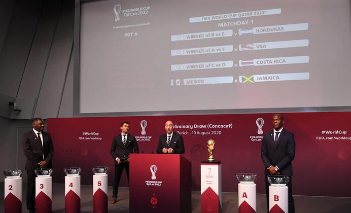 Fußball, Concacaf-Vorrundenauslosung für die FIFA Fußball-Weltmeisterschaft Katar 2022
