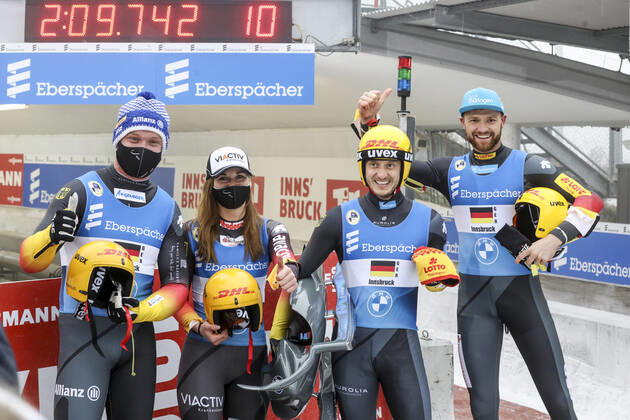 Rodeln, WC in Innsbruck, Team-Staffel, Siegerehrung