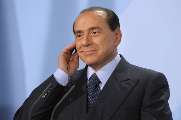 Ministerpräsident Silvio Berlusconi (Italien) während einer Pressekonferenz in Berlin