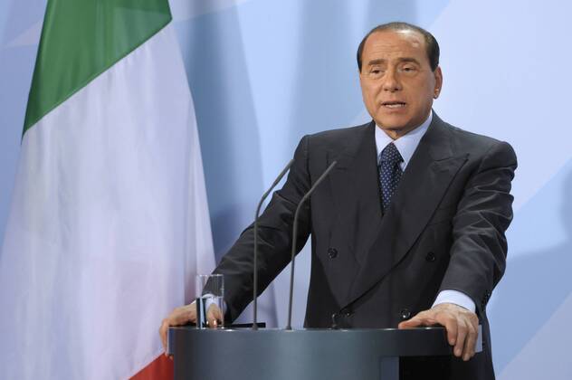 Ministerpräsident Silvio Berlusconi (Italien) während einer Pressekonferenz in Berlin