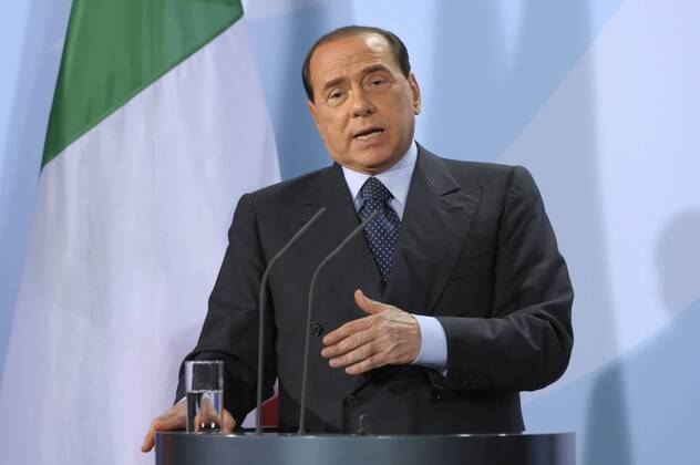 Ministerpräsident Silvio Berlusconi (Italien) während einer Pressekonferenz in Berlin
