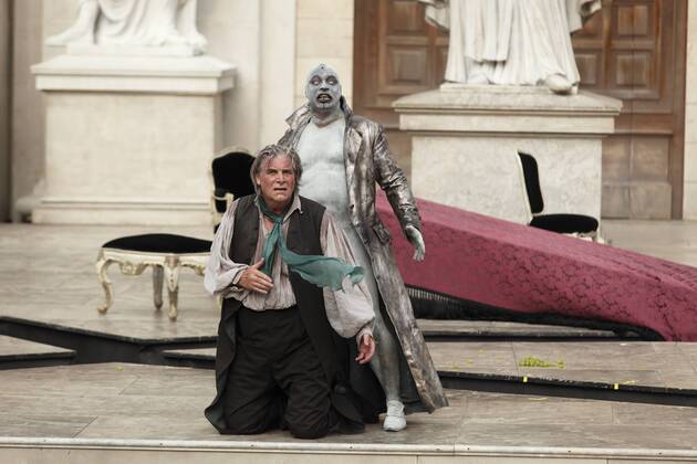 Jedermann 2009, Peter Simonischek als Jedermann, Ben Becker als Tod, Theaterstück von Hugo von Hofmannsthal, Salzburger Festspiele, Salzburg, Österreich, Europa iblman01246257
