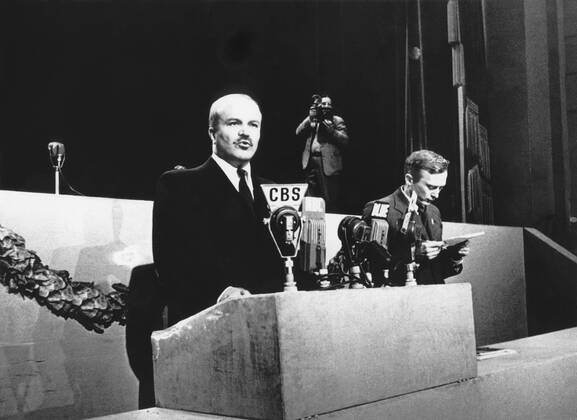 USA. Minister of Foreign Affairs of the USSR Vyacheslav Molotov makes a speech at the conference in San Francisco.  187089