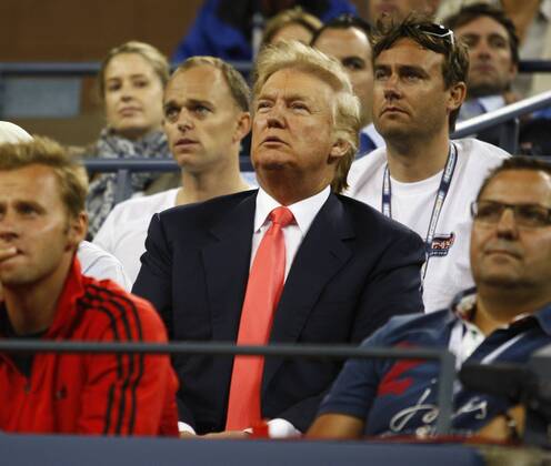 US Open 2010, USTA Billie Jean King National Tennis Center, Flushing Meadows, New York, ITF Grand Slam Tennis Tournament . Donald Trump als Zuschauer in der Spieler Loge von Caroline Wozniacki