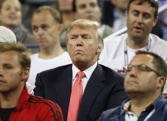 US Open 2010, USTA Billie Jean King National Tennis Center, Flushing Meadows, New York, ITF Grand Slam Tennis Tournament . Donald Trump als Zuschauer in der Spieler Loge von Caroline Wozniacki
