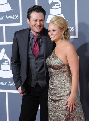 Blake Shelton (L) and Miranda Lambert (Miranda & Blake) arrive at the 53rd Grammy Awards at Staples Center in Los Angeles on February 13, 2011.  LAP20110213102