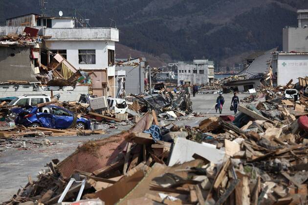 (110314) -- OFUNATO, March 14, 2011 (Xinhua) -- Photo taken on March 14, 2011 shows the ruins in Ofunato city of Japan s northeastern Iwate Prefecture. (Xinhua Cheong Kam Ka) (zyw) JAPAN-OFUNATO-QUAKE