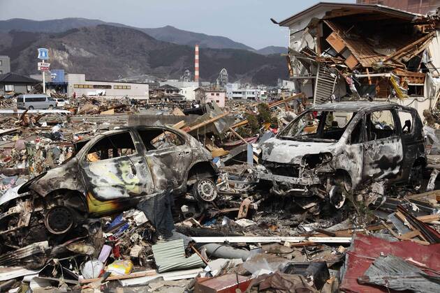 (110314) -- OFUNATO, March 14, 2011 (Xinhua) -- Photo taken on March 14, 2011 shows the ruins in Ofunato city of Japan s northeastern Iwate Prefecture. (Xinhua Cheong Kam Ka) (zyw) JAPAN-OFUNATO-QUAKE