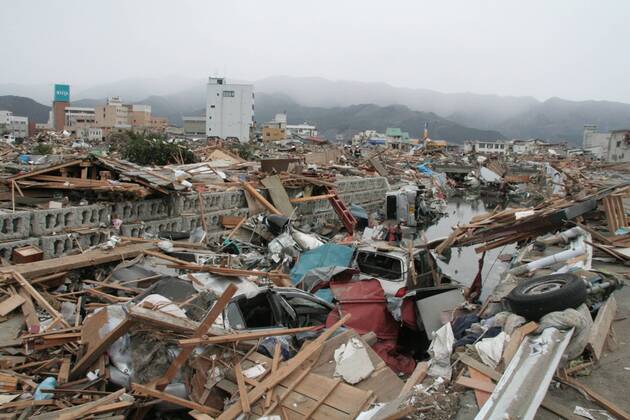 (110315) -- OFUNATO, March 15, 2011 (Xinhua) -- Photo taken on March 15, 2011 shows a part of the city of Ofunato in Japan s northeastern Iwate Prefecture, March 15, 2011. (Xinhua Lan Jianzhong) (zcc) JAPAN-QUAKE