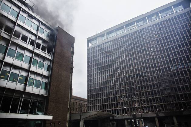 Oslo Norway - government district in Oslo minutes after Anders Behring Breivik detonated his bomb.  - KP070099