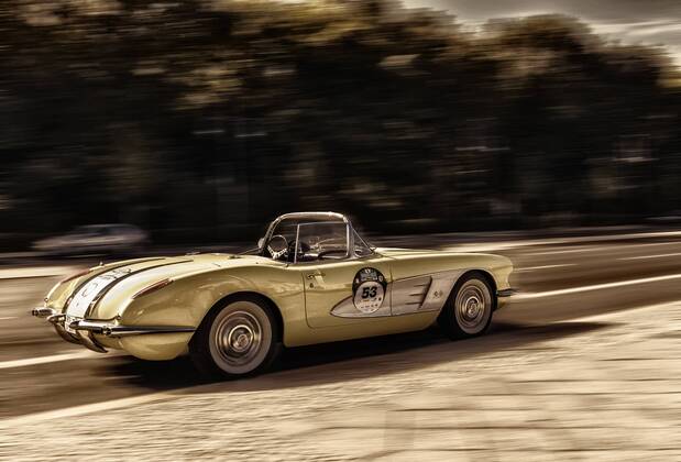  Oldtimer Corvette Cabrio, Bildbearbeitung, Berlin, Deutschland, Europa iblkhs02383550