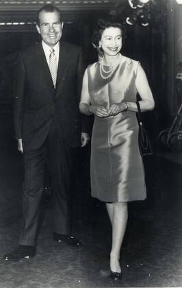 Feb 25, 1969 - London, England, United Kingdom - RICHARD NIXON (January 9, 1913 Ð April 22, 1994) was the 37th President of the United States (1969Ð1974), having formerly been the 36th Vice President of the United States (1953Ð1961). A member of the Republican Party, he was the only President to resign the office as well as the only person to be elected twice to both the Presidency and the Vice Presidency. with QUEEN ELIZABETH.. London United Kingdom  - ZUMAk09