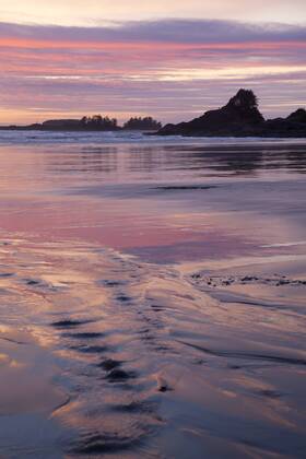 Cox Bay and Sunset Point at sunset near Tofino, British Columbia, Canada on Vancouver Island in Clayoquot Sound UNESCO Biosphere Reserve.  acp52478 photography