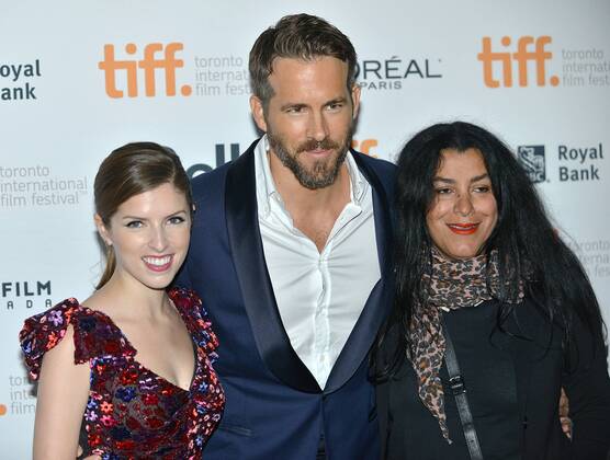 (L-R) Anna Kendrick , Ryan Reynolds and director Marjane Satrapi arrive at the Toronto International Film Festival premiere of The Voices at Ryerson Theatre in Toronto, Canada on September 11, 2014.  TOR2014091112
