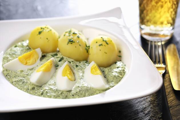 Plate of Frankfurt green sauce with boiled potatoes and egg  IPF000092
