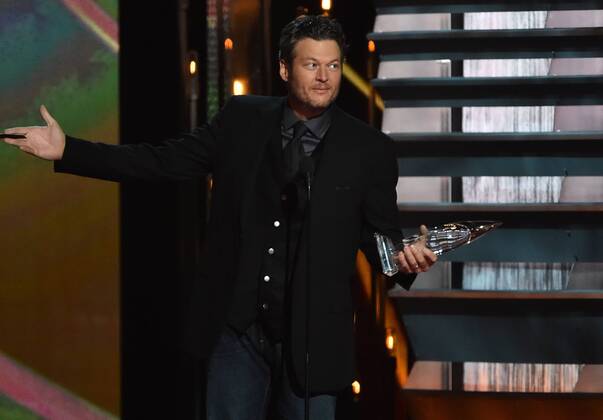 Blake Shelton wins Male Vocalist of the Year during the 48th Annual Country Music Awards at Bridgestone Arena in Nashville on November 5, 2014.  NVP20141105265