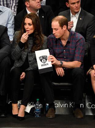 Prince William and Kate, the Duke and Duchess of Cambridge watch the Brooklyn Nets play the Cleveland Cavaliers at Barclays Center in New York City on December 8, 2014.  NYP20141209130