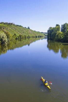 Germany, woman kayaking on Neckar model released Symbolfoto property released  WDF003254