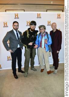 Emanuel Rotstein, Friedrich Fritz Meinecke, Wigald Boning und Andreas Weinek bei der Präsentation der Programmhighlights und Eigenproduktionen 2016 der TV-Sender HISTORY und A&E im Restaurants Gandl. München, 08.12.2015 Foto:xP.xSchönbergerx xFuturexImage