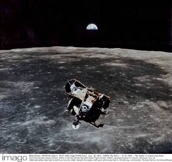 Aug. 26, 2012 - EARTH The Moon -- 21 Jul 1969 -- The Apollo 11 mission launched from the Kennedy Space Center (KSC) in Florida via the Marshall Space Flight Center (MSFC) developed Saturn V launch vehicle on July 16, 1969 and safely returned to Earth on July 24, 1969. Aboard the space craft were astronauts Neil A. Armstrong, commander; Michael Collins, Command Module (CM) pilot; and Edwin E. (Buzz) Aldrin Jr., Lunar Module (LM) pilot. With the success of Apollo 11, the national objective to land men on the Moon and return them safely to Earth had been accomplished. After 21vö2 hours of surface exploration, astronauts Neil Armstrong and Edwin Aldrin returned to the LM viEaglevÃ¬ for rest, eating, and checkout of the vehicle in preparation for liftoff. The LM was a two part spacecraft. Its lower or descent stage had the landing gear, engines, and fuel needed for the landing. When the LM - ZUMAz03_
