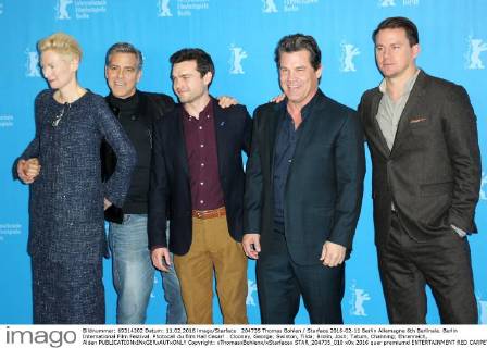 204735 Thomas Bohlen Starface 2016-02-11 Berlin Allemagne 6th Berlinale. Berlin International Film Festival. Photocall du film Hail Cesar! . Clooney, George; Swinton, Tilda; Brolin, Josh; Tatum, Channing; Ehrenreich, Alden  Copyright: xThomasxBohlenx xStarfacex STAR_204735_010