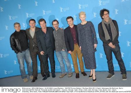 204735 Thomas Bohlen Starface 2016-02-11 Berlin Allemagne 6th Berlinale. Berlin International Film Festival. Photocall du film Hail Cesar! . Clooney, George; Coen, Ethan; Coen, Joel; Swinton, Tilda; Brolin, Josh; Tatum, Channing; Ehrenreich, Alden  Copyright: xThomasxBohlenx xStarfacex STAR_204735_016