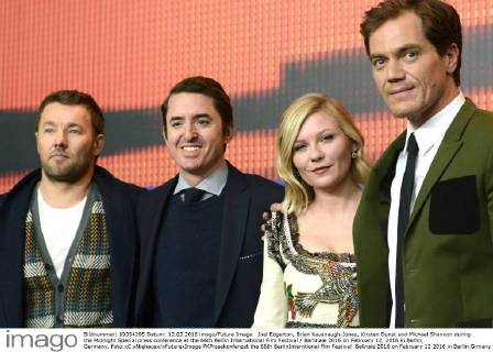 Joel Edgerton, Brian Kavanaugh-Jones, Kirsten Dunst and Michael Shannon during the Midnight Special press conference at the 66th Berlin International Film Festival Berlinale 2016 on February 12, 2016 in Berlin, Germany. Foto:xC.xNiehausx xFuturexImage