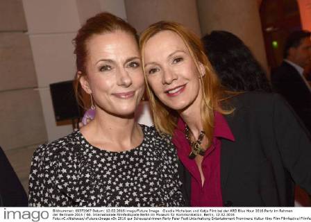 Claudia Michelsen und Katja Flint bei der ARD Blue Hour 2016 Party im Rahmen der Berlinale 2016 66. Internationale Filmfestspiele Berlin im Museum für Kommunikation. Berlin, 12.02.2016 Foto:xC.xNiehausx xFuturexImage