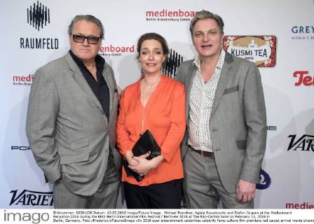 Michael Brandner, Aglaia Szyszkowitz and Stefan Jürgens at the Medienboard Reception 2016 during the 66th Berlin International Film Festival Berlinale 2016 at The Ritz-Carlton hotel on February 13, 2016 in Berlin, Germany. Foto:xFredericx xFuturexImage