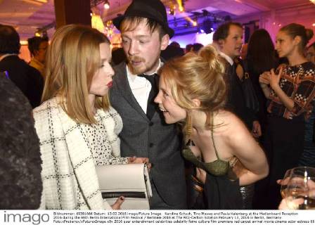Karoline Schuch, Tino Mewes and Paula Kalenberg at the Medienboard Reception 2016 during the 66th Berlin International Film Festival Berlinale 2016 at The Ritz-Carlton hotel on February 13, 2016 in Berlin, Germany. Foto:xFredericx xFuturexImage