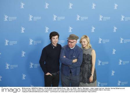 Feb. 14, 2016 - Berlin, Germany - Actor Logan Lerman, director James Schamus and actress Sarah Gadon attend the Indignation photo call during the 66th Berlinale International Film Festival Berlin Berlin Germany  - ZUMAn230