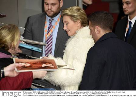 Emma Thompson arriving for the Alone In Berlin Jeder stirbt für sich allein press conference at the 66th Berlin International Film Festival Berlinale 2016 on February 15, 2016 in Berlin, Germany. Foto:xFredericx xFuturexImage