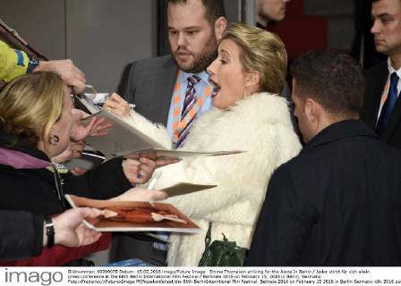 Emma Thompson arriving for the Alone In Berlin Jeder stirbt für sich allein press conference at the 66th Berlin International Film Festival Berlinale 2016 on February 15, 2016 in Berlin, Germany. Foto:xFredericx xFuturexImage