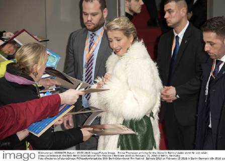 Emma Thompson arriving for the Alone In Berlin Jeder stirbt für sich allein press conference at the 66th Berlin International Film Festival Berlinale 2016 on February 15, 2016 in Berlin, Germany. Foto:xFredericx xFuturexImage