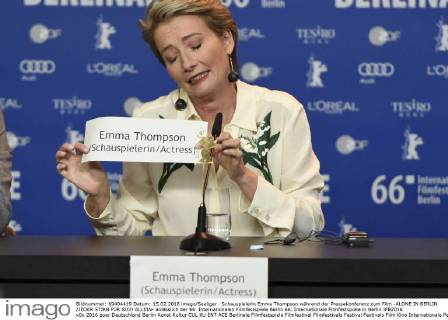 Schauspielerin Emma Thompson während der Pressekonferenz zum Film -ALONE IN BERLIN JEDER STIRB FÜR SICH ALLEIN- anlässlich der 66. Internationalen Filmfestspiele Berlin 66. Internationale Filmfestspiele in Berlin IFB2016