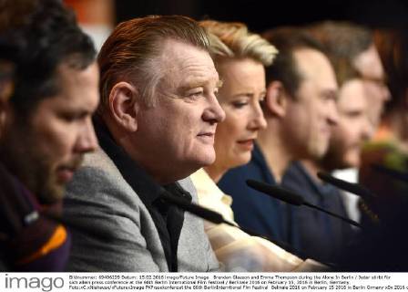 Brendan Gleeson and Emma Thompson during the Alone In Berlin Jeder stirbt für sich allein press conference at the 66th Berlin International Film Festival Berlinale 2016 on February 15, 2016 in Berlin, Germany. Foto:xC.xNiehausx xFuturexImage