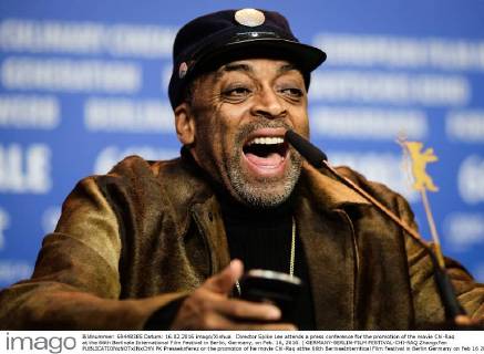 Director Spike Lee attends a press conference for the promotion of the movie Chi-Raq at the 66th Berlinale International Film Festival in Berlin, Germany, on Feb. 16, 2016. ) GERMANY-BERLIN-FILM FESTIVAL-CHI-RAQ ZhangxFan 