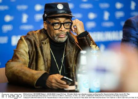 Director Spike Lee attends a press conference for the promotion of the movie Chi-Raq at the 66th Berlinale International Film Festival in Berlin, Germany, on Feb. 16, 2016. ) GERMANY-BERLIN-FILM FESTIVAL-CHI-RAQ ZhangxFan 